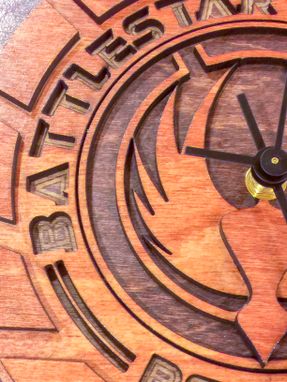 Custom Made Battlestar Galactica Laser Cut Stained Wood Clock