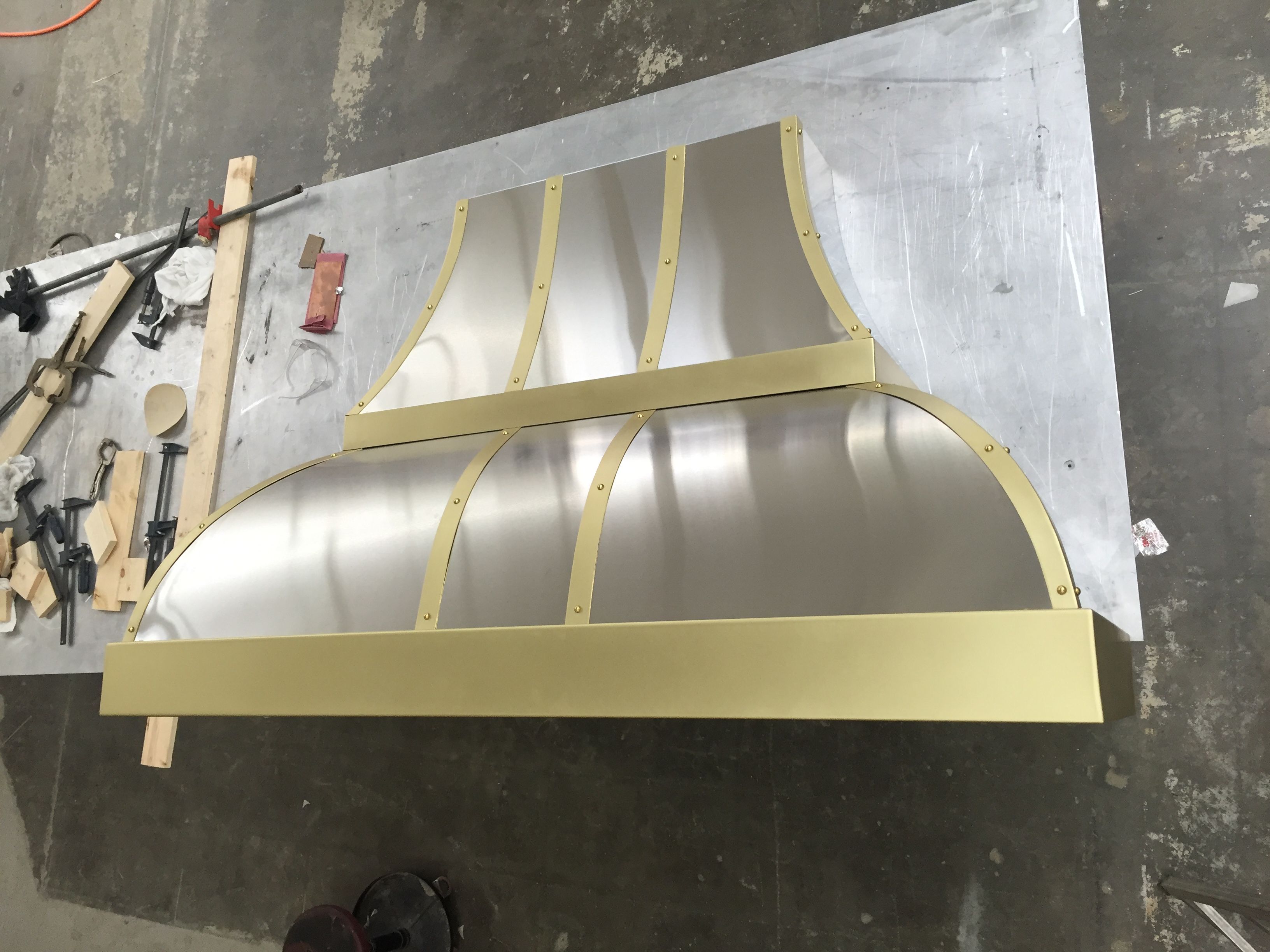 Buy Handmade 27 Custom Stainless Steel Range Hood With Straps Double Decker, made to order from