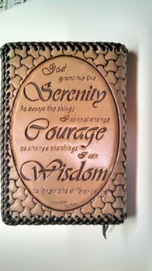 Custom Made Hand Carved Praying Hands And Serenity Prayer Pocket Size Big Book Cover