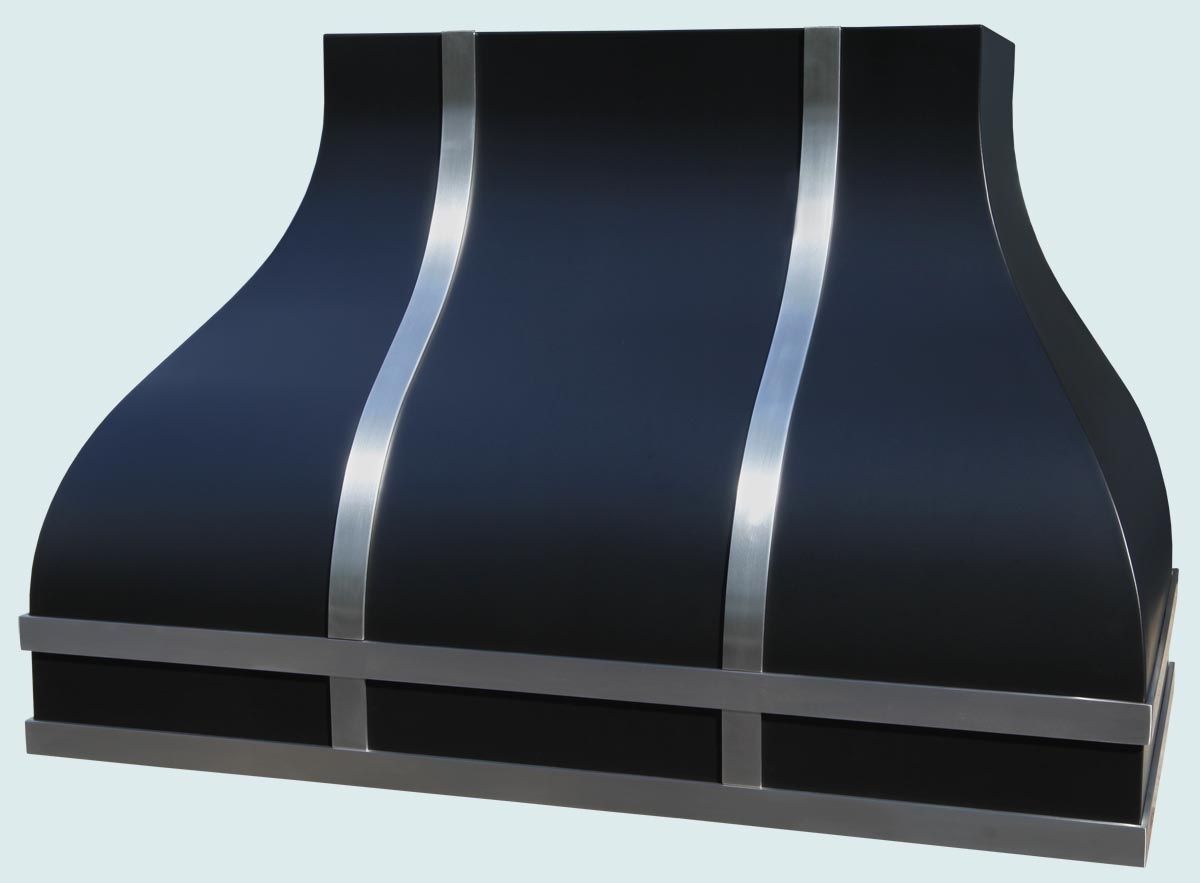 Hand Made Black Range Hood With Stainless Straps by Handcrafted Metal