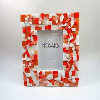 Custom Made Orange Mosaic Picture Frame