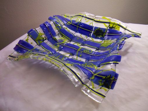 Custom Made Woven Fused Glass Plates And Bowls