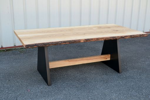 Custom Made Live Edge Ash Table With Modern Style Base