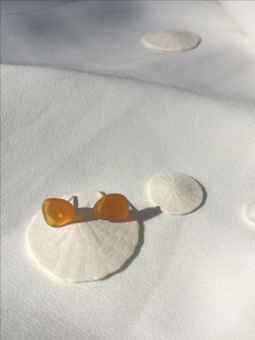 Custom Made Sea Glass Earrings Amber