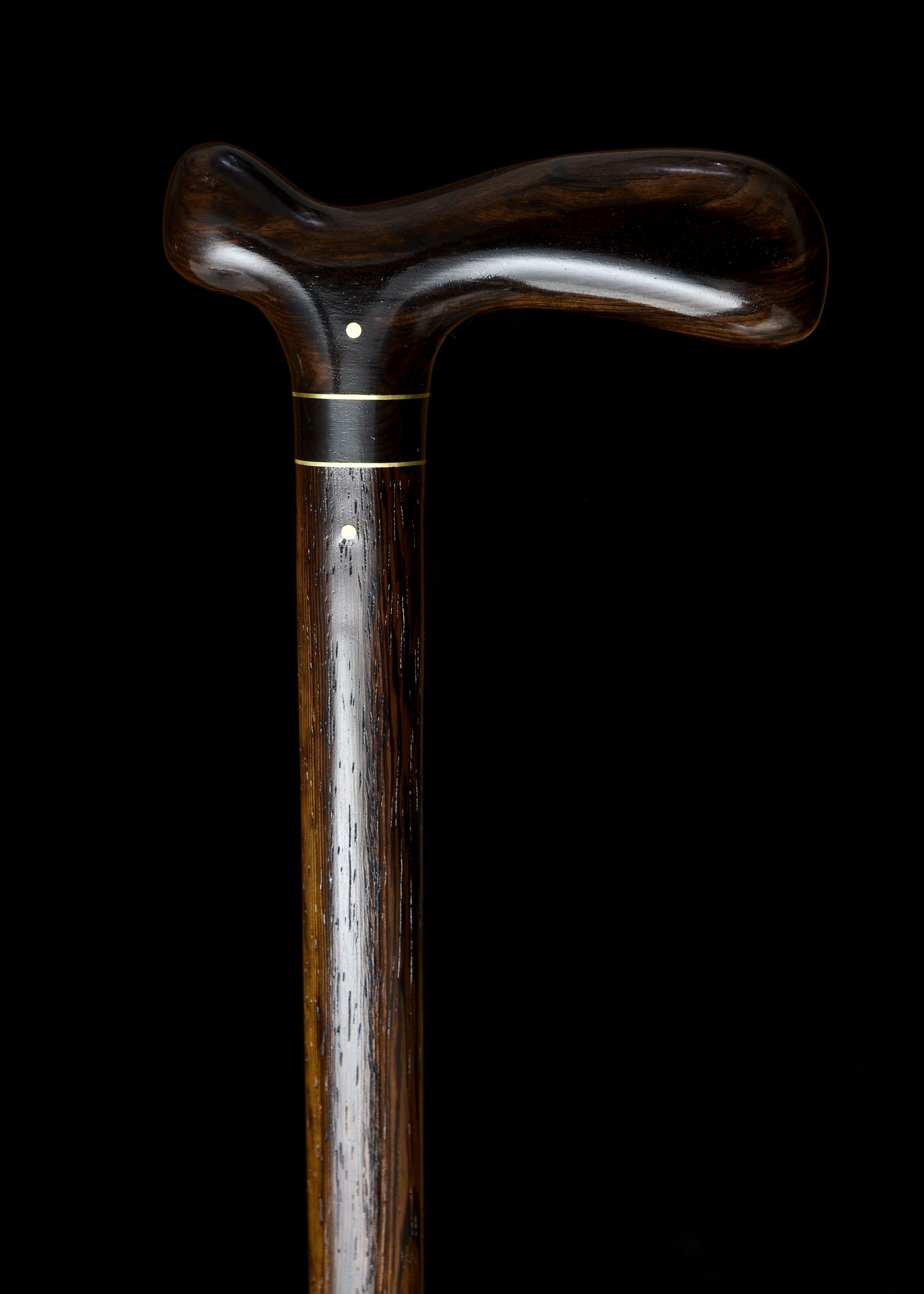 Hand Made Handmade Walking Cane In Blackwood And Wenge Wood With Brass Walking Stick, Gift