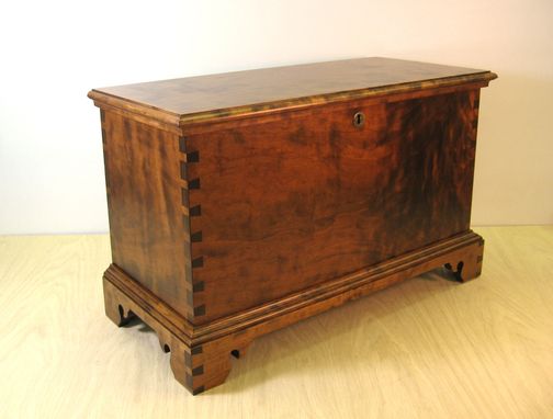Custom Made Curly Cherry Blanket Chest Keepsake Box With Tiger Maple Tray