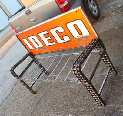Custom Made Ideco Oil Gas Sign Made Into Bench By Raymond Guest