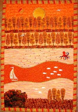 Custom Made Quilted Landscape Wall Hanging - "Autumn"