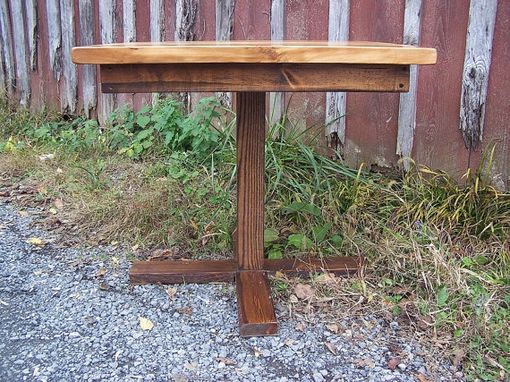 Custom Made Butcher Block Kitchen Table With Reclaimed Wood Pedestal Base