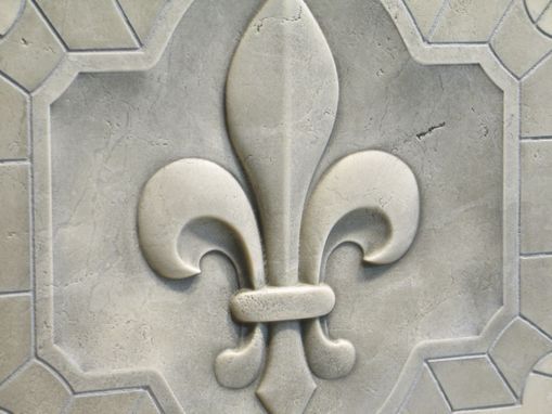 Custom Made Classic Fleur De Lis  Relief Carved Marble Tile
