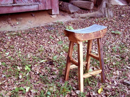 Custom Made Shinto Stool Made With Reclaimed Wood And Salvaged Metal