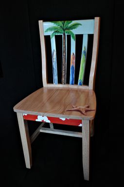 Custom Made Hand Painted Surfboard Themed Chair