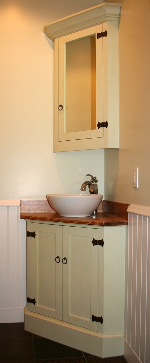 Custom Made Angled Corner Bath Vanity by Blackdog Cabinetry