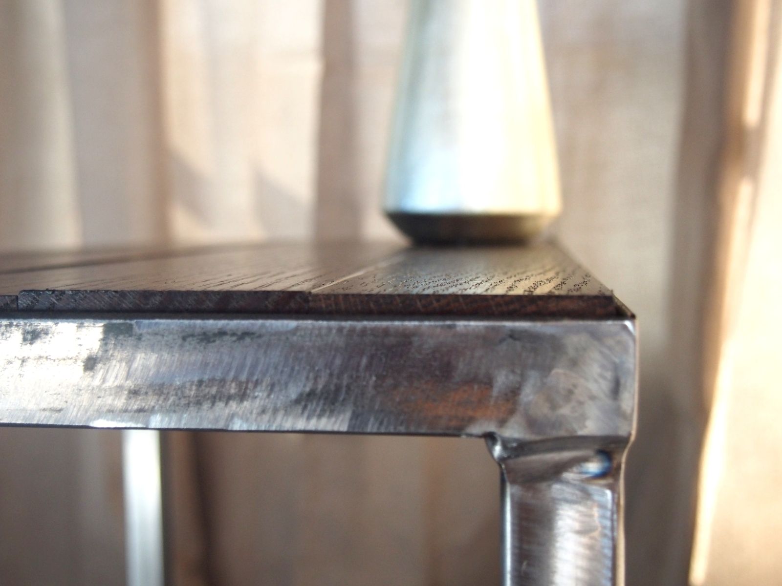 Custom Industrial Side Table Exposed Welded Steel by Oak & Iron