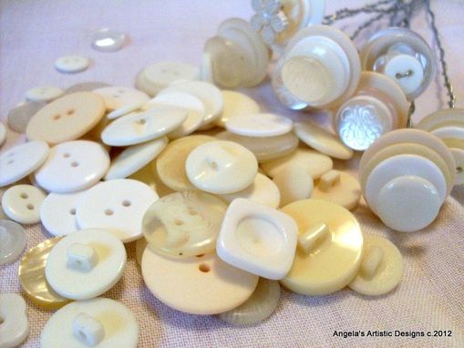 Custom Made Winter White Buttons Wedding Stems