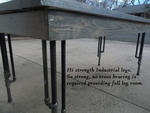 Custom Made Rustic Farm Table With Stylized Industrial Legs.
