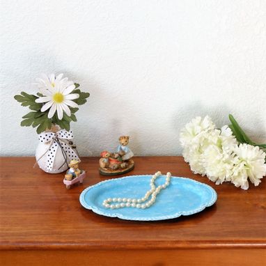 Custom Made Blue And White Vintage Style Tray English Garden Vanity Tray