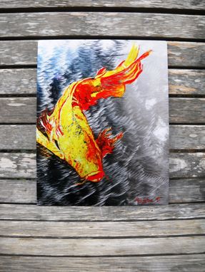 Custom Made Koi Fish Aluminum Print, Unique Gift For Any Home Or Office. 'The Silver Koi'