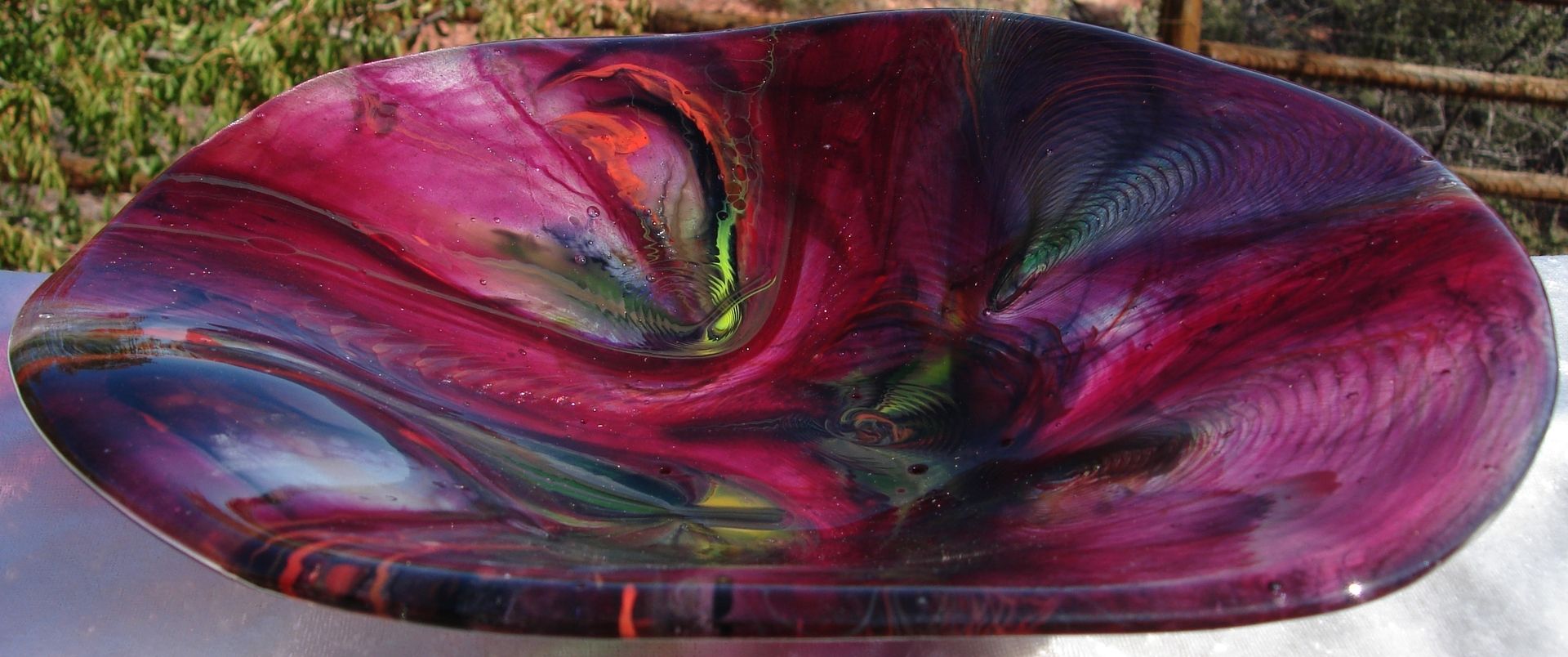 Custom Made Tie Dye Fused Glass Bowl by AMusinGlass