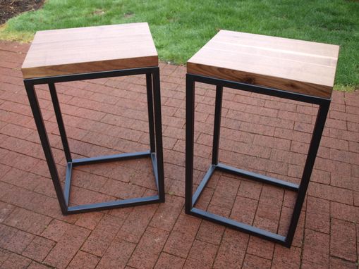 Custom Made Walnut & Steel End Tables