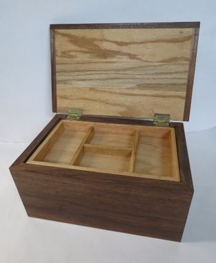 Custom Made Wooden Box From Walnut And Oak With Internal Tray