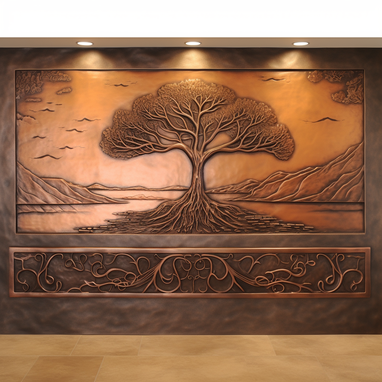 Custom Made Akicon Tree Of Life Custom Copper Handmade Wall Decor Copper Kitchen Backsplash Mural