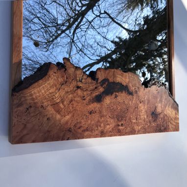 Custom Made Beautiful Live Edge Mirror - Cherry Burl, Wood Wall Mirror