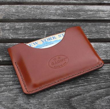 Custom Made Garny - №3  Card Case - Minimalist Leather Wallet - Chestnut Brown