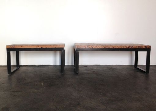 Custom Made Rustic Top And Black Patina'd Benches