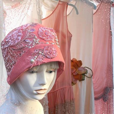 Custom Made 1920’S Cloche Formal Coral Hat