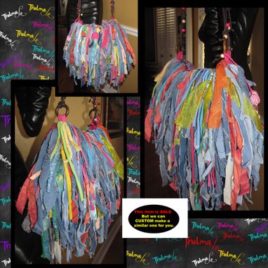 Custom Made Handmade Fringe Handbag,Upcycled Purse,Custom Made Fringe Purse,Mixed Colors