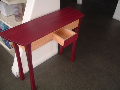 Custom Made Purpleheart And Quilty Bird's Eye Maple Entry Hall Table.