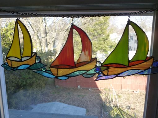 Custom Made Stained Glass Sailboat Light Catcher