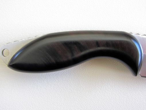 Custom Made Skinner Blade Knife - Macassar Ebony Wood Handle - Stainless Steel Blade - Black Leather Sheath