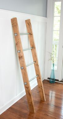 Custom Made Wooden Ladder W/ Industrial Pipe - Blanket Ladder - Quilt Rack - Housewarming Gift