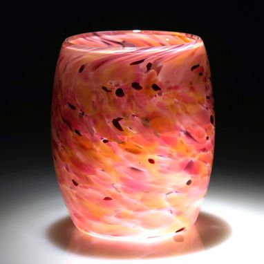Custom Made Votive Candle Holder. Hand Blown Art Glass In Pink.
