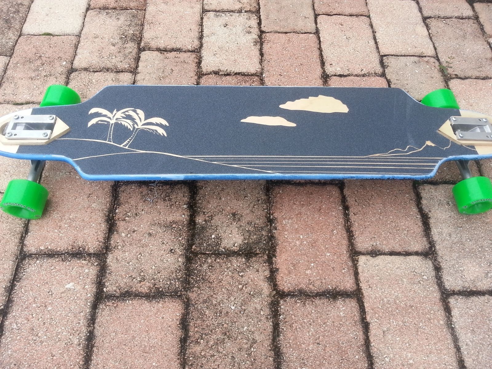 Hand Made Custom Designed Longboard, Hand Painted And Hand Cut Griptape