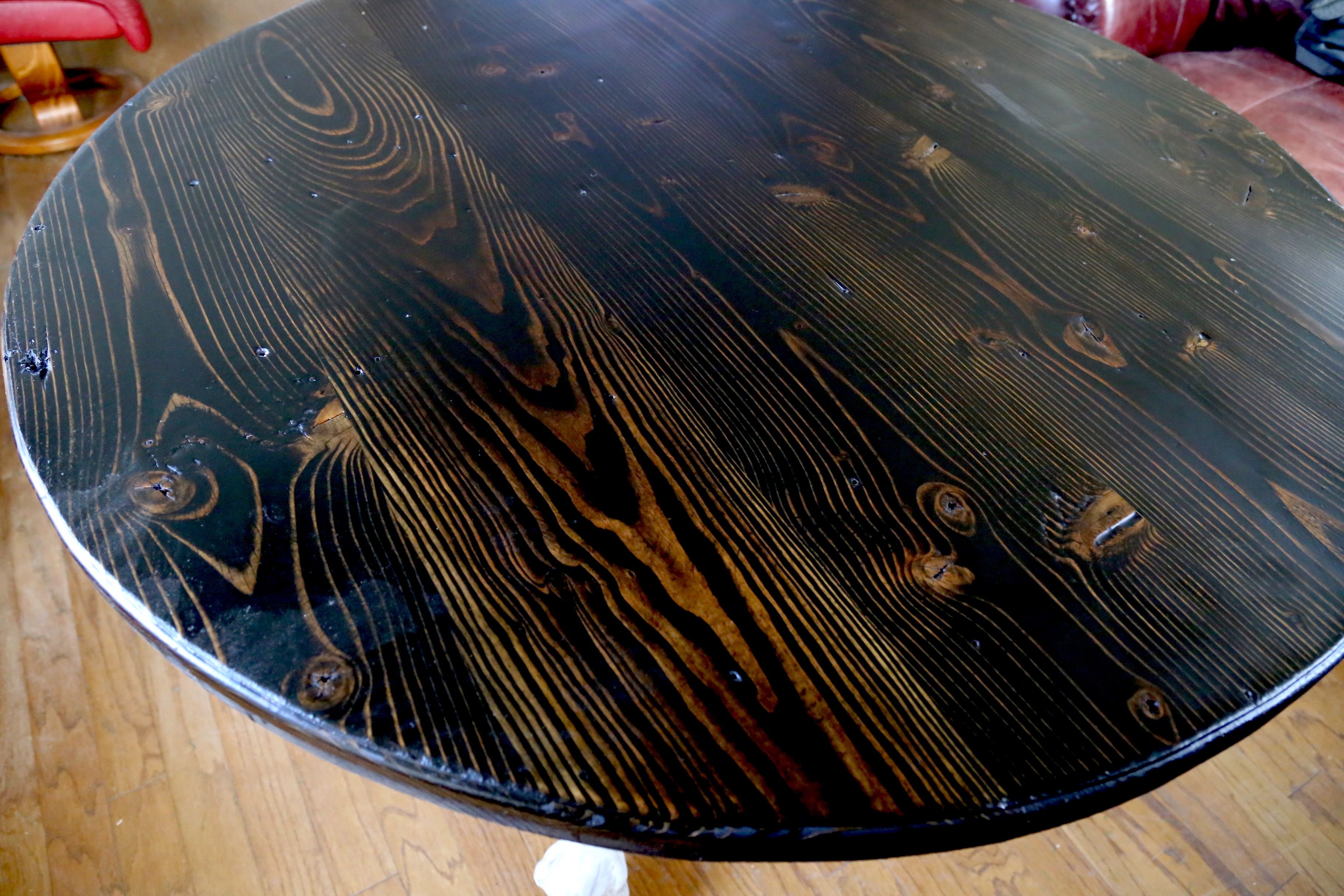 Hand Crafted Distressed Farmhouse Pedestal Walnut Dining Table by