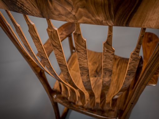 Custom Made Walnut & Quilted Maple Handshake Rocking Chair