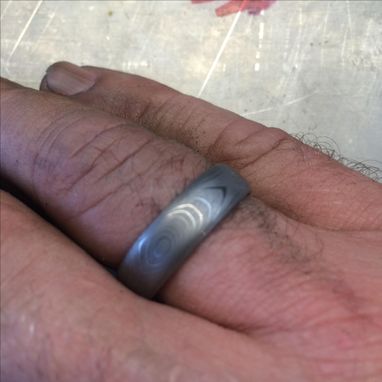 Custom Made Herringbone Stainless Damascus Rings