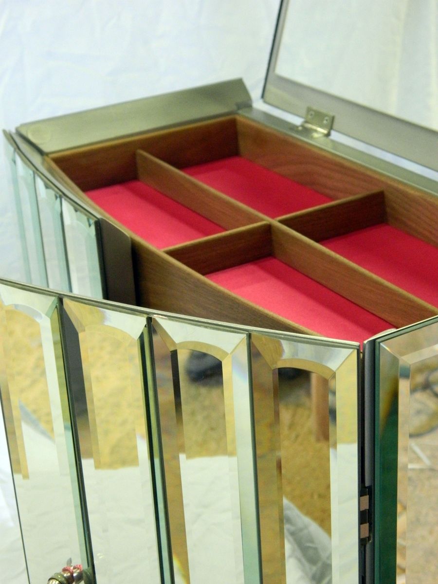 Custom Made Glass Mirror Jewelry Box by The Chicago Bench Co
