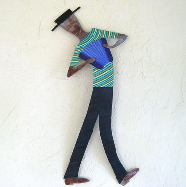 Custom Made Handmade Upcycled Metal Cajun Musician Wall Art Sculpture