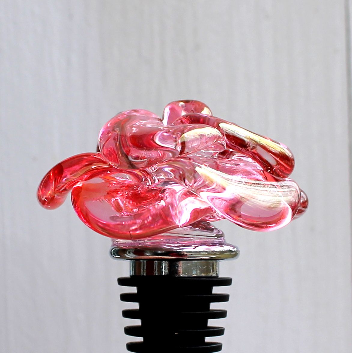 Buy Hand Crafted Wine Bottle Stopper Glass Rose Red, Hand Blown Rose