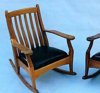 Custom Made Lace Wood And Leather Rocking Chairs