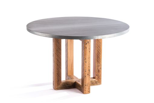 Custom Made Zinc Table  Zinc Dining Table - The Winston Round Zinc Top Dining Table