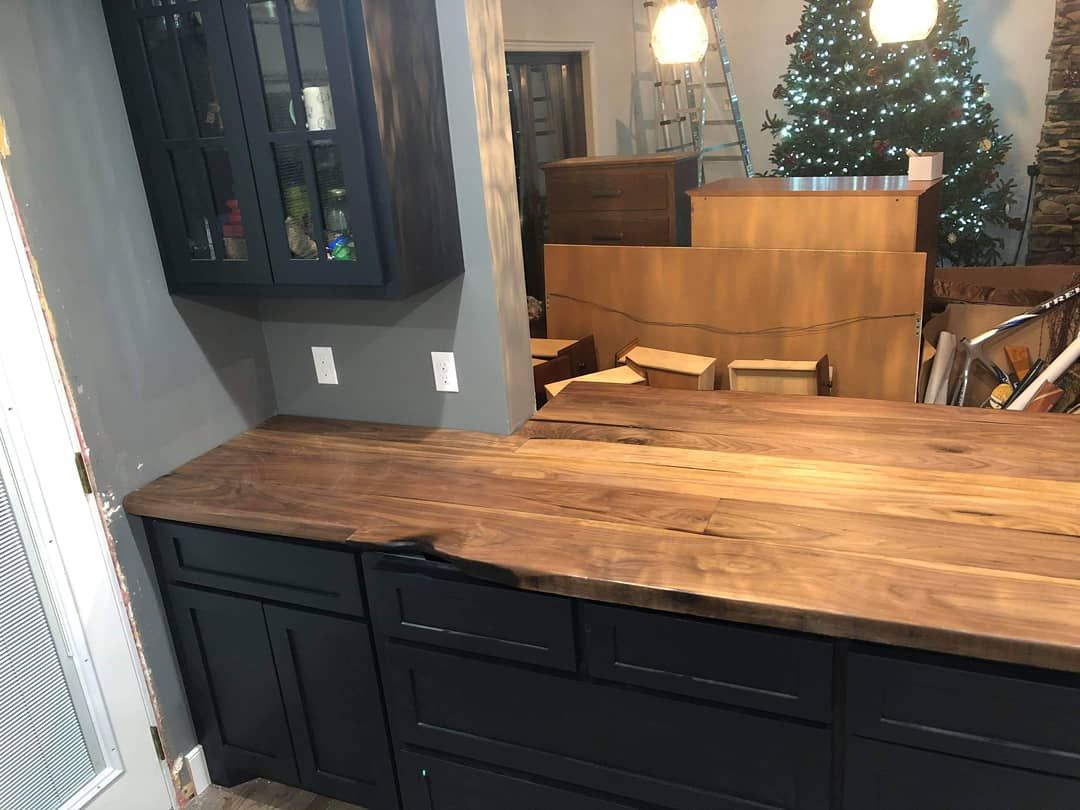 Custom Made Salvaged Walnut Countertop Salvaged Walnut Island by