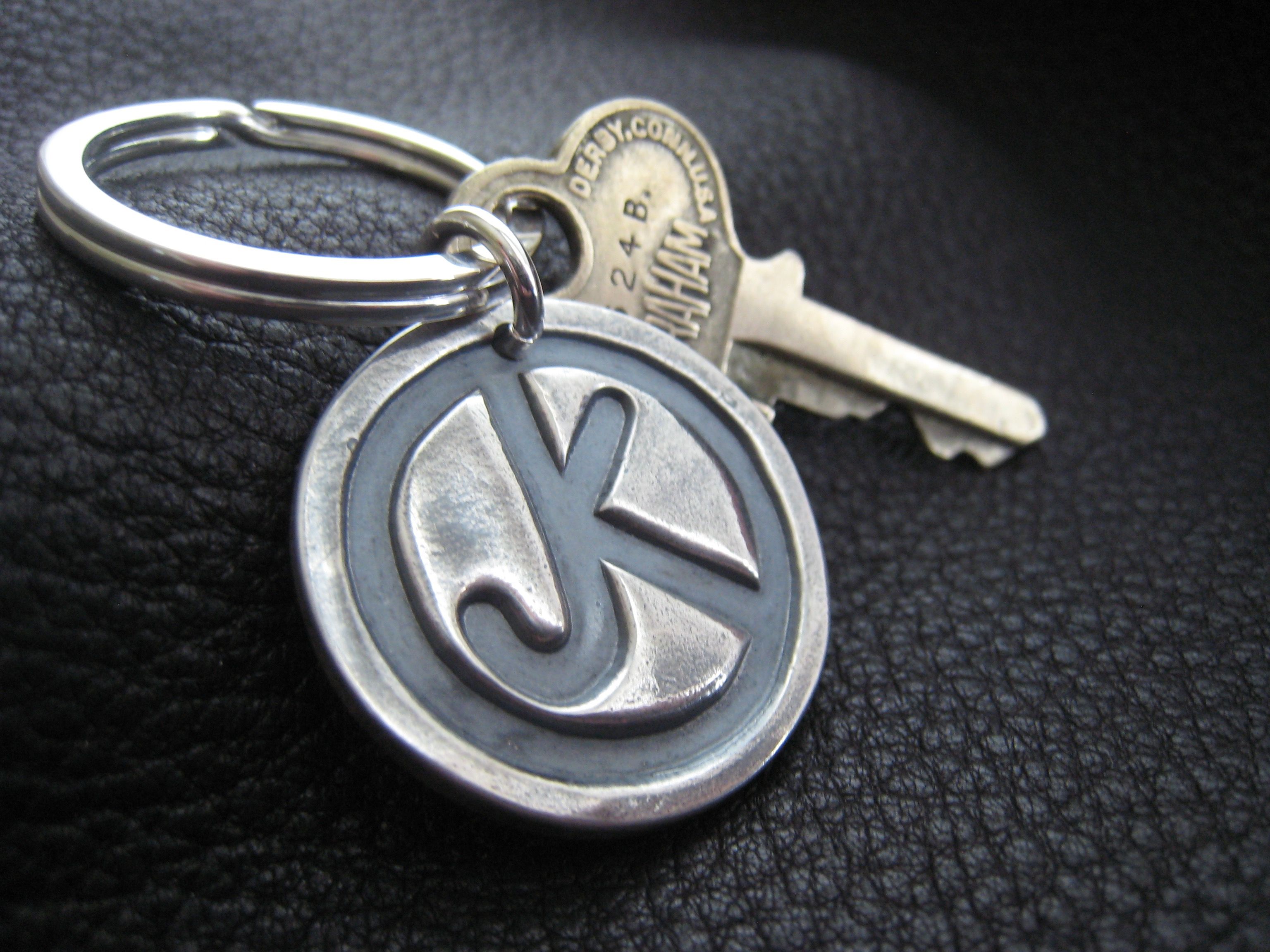 Hand Made Sterling Silver Key Chain Key Ring Key Fob With Ranch Brand