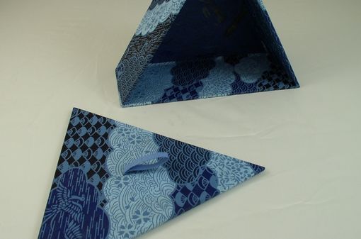 Custom Made Blue Chiyogami Triangular Decorative Box