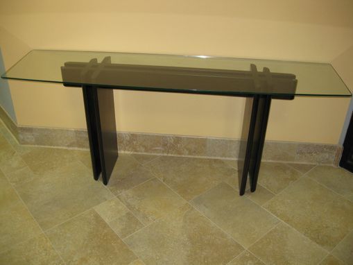 Custom Made Oak And Glass Hall Table