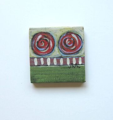 Custom Made Abstract Miniature Painting Acrylic Original With Green Background